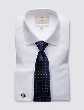 Hawes & Curtis Plain White Slim Fit Shirt Double Cuff